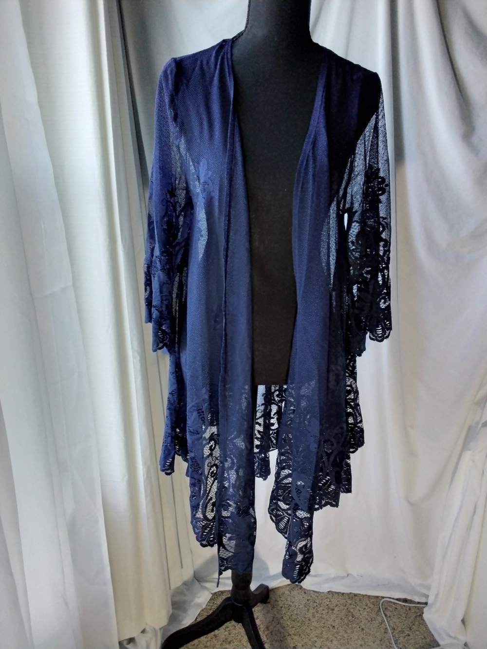 Eyeshadow Navy Sheer Lace Kimono